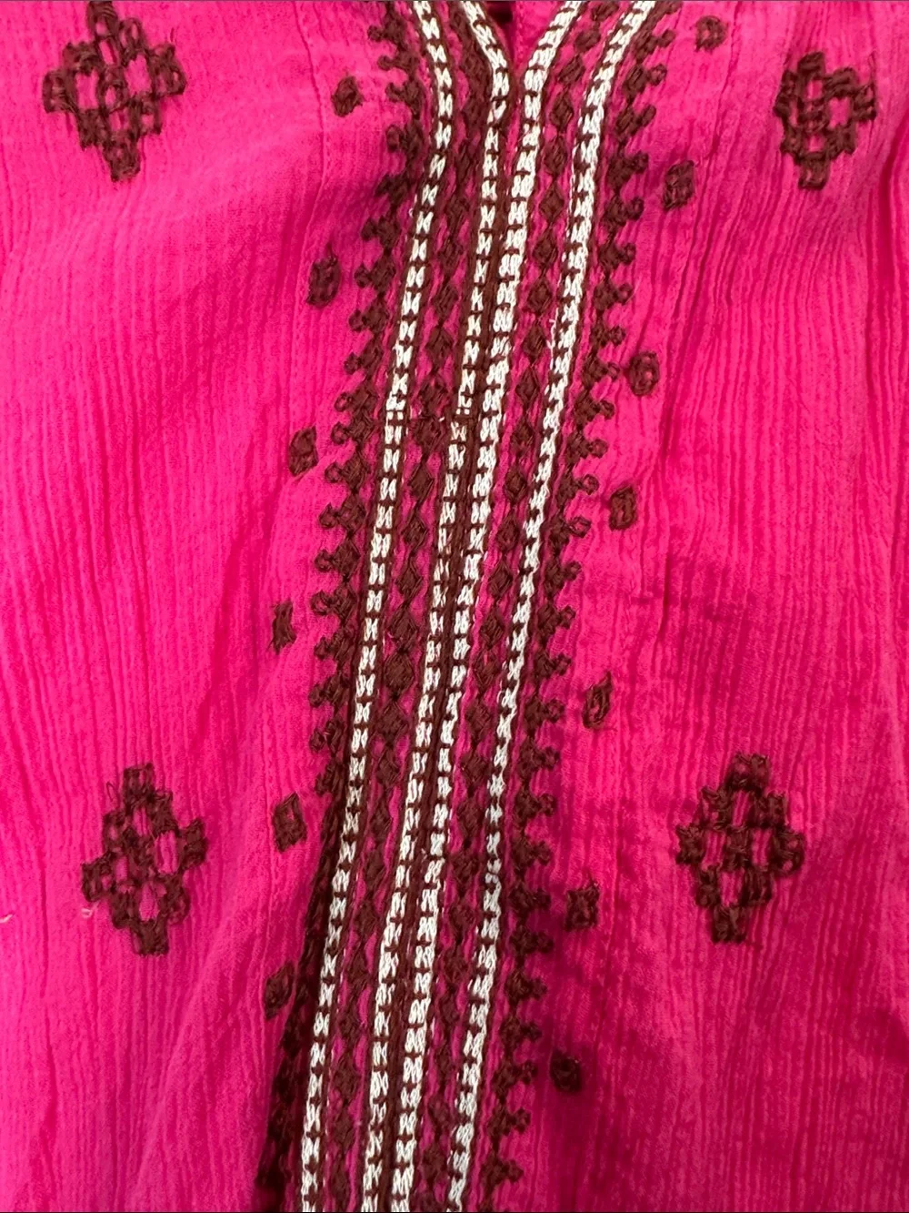 Free People‎ Hot Pink Embroidered V-Neck Maxi Dress Size XS